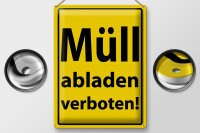 Blechschild Hinweis 30x40cm Müll abladen verboten