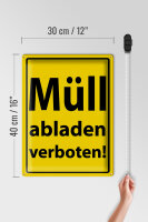 Blechschild Hinweis 30x40cm Müll abladen verboten