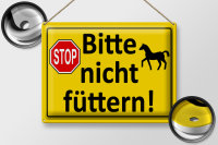 Blechschild Hinweis 40x30cm Stop Bitte nicht füttern (Pferd)