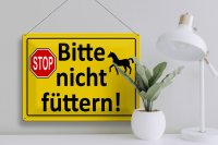 Blechschild Hinweis 40x30cm Stop Bitte nicht füttern (Pferd)