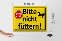 Blechschild Hinweis 40x30cm Stop Bitte nicht füttern (Pferd)