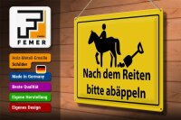 Blechschild Hinweis 40x30cm Nach Reiten bitte abäppeln