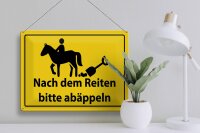 Blechschild Hinweis 40x30cm Nach Reiten bitte abäppeln