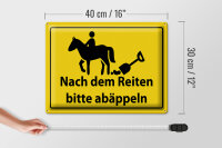 Blechschild Hinweis 40x30cm Nach Reiten bitte abäppeln