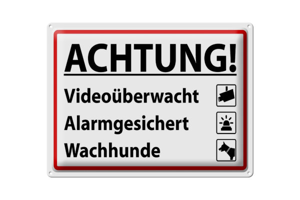 Blechschild Hinweis 40x30cm Achtung Videoüberwacht Alarm