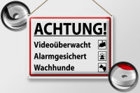 Blechschild Hinweis 40x30cm Achtung Videoüberwacht Alarm