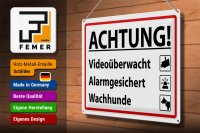 Blechschild Hinweis 40x30cm Achtung Videoüberwacht Alarm