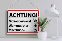 Blechschild Hinweis 40x30cm Achtung Videoüberwacht Alarm