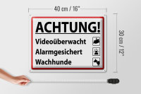 Blechschild Hinweis 40x30cm Achtung Videoüberwacht Alarm