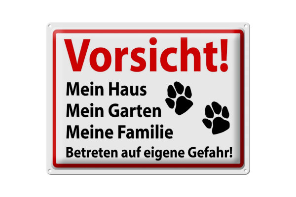 Blechschild Hinweis 40x30cm Vorsicht Mein Haus Mein Garten
