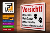 Blechschild Hinweis 40x30cm Vorsicht Mein Haus Mein Garten