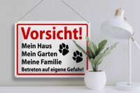 Blechschild Hinweis 40x30cm Vorsicht Mein Haus Mein Garten