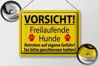 Blechschild Hinweis 40x30cm Vorsicht Freilaufende Hunde