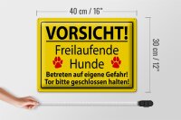 Blechschild Hinweis 40x30cm Vorsicht Freilaufende Hunde