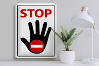 Blechschild Hinweis 30x40cm  Stop Hand (s/w/r)