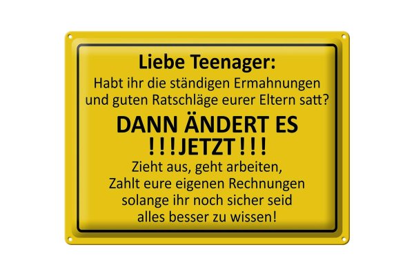 Blechschild Spruch 40x30cm Liebe Teenager -  ÄNDERT ES