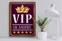 Blechschild Hinweis 30x40cm VIP 18 Jahre (lila/weiß)