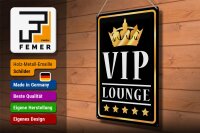 Blechschild Hinweis 30x40cm VIP Lounge Bar (s/w/g)