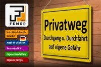 Blechschild  Hinweis 40x30cm Privatweg gelbes
