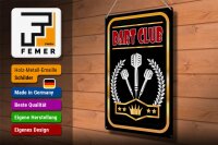 Blechschild Hinweis 30x40cm Dart Club schwarzes