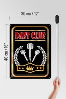Blechschild Hinweis 30x40cm Dart Club schwarzes
