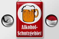 Blechschild Hinweis 30x40cm Alkohol Schutzgebiet (rot)