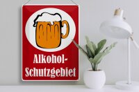 Blechschild Hinweis 30x40cm Alkohol Schutzgebiet (rot)