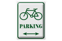 Blechschild Hinweis 30x40cm Fahrrad Parking weiß-...