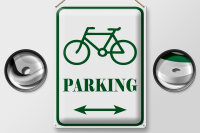 Blechschild Hinweis 30x40cm Fahrrad Parking weiß- grünes