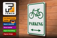 Blechschild Hinweis 30x40cm Fahrrad Parking weiß- grünes