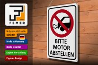 Blechschild Hinweis 30x40cm Bitte Motor abstellen