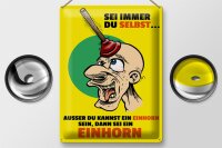 Blechschild Spruch 30x40cm Sei immer du selbst sei Einhorn