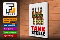 Blechschild Alkohol 30x40cm Tankstelle (Bierflaschen)