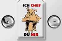 Blechschild Spruch 30x40cm Ich Chef Du nix (Schweine)