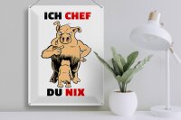 Blechschild Spruch 30x40cm Ich Chef Du nix (Schweine)
