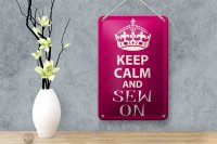 Blechschild Spruch 12x18cm Keep Calm and sew on