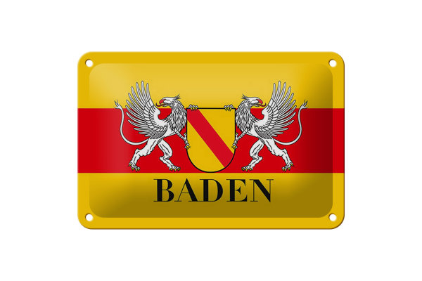 Blechschild Flagge 18x12cm Baden Wappen Wanddeko