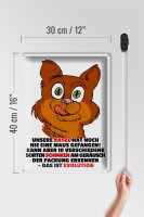 Blechschild Spruch 30x40cm Katze hat noch nie Maus gefangen