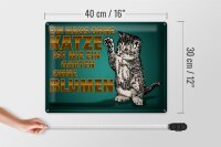 Blechschild Spruch 40x30cm Haus ohne Katze Garten ohne Blumen