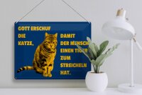 Blechschild Spruch 40x30cm Katze Tiger zum streicheln