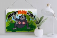 Blechschild Spruch 40x30cm Monkey Boobs Horny Affe im BH