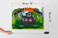 Blechschild Spruch 40x30cm Monkey Boobs Horny Affe im BH