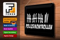 Blechschild Strichliste 40x30cm Polizeikontrollen schwarzes