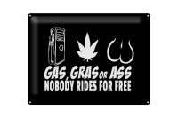 Blechschild Spruch 40x30cm Gas gras ass nobody rides for free