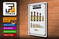 Blechschild Alkohol 30x40cm Sehtest für Männer Bierflaschen