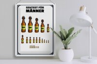 Blechschild Alkohol 30x40cm Sehtest für Männer Bierflaschen