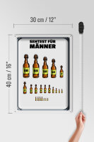 Blechschild Alkohol 30x40cm Sehtest für Männer Bierflaschen