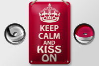 Blechschild Spruch 12x18cm Keep Calm and kiss on Geschenk