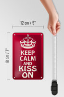 Blechschild Spruch 12x18cm Keep Calm and kiss on Geschenk
