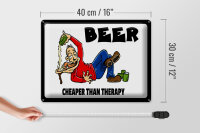 Blechschild Alkohol 40x30cm Beer cheaper than therapy Bier
